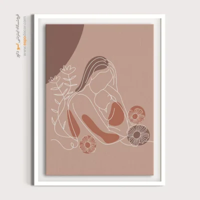 تابلو بوم طرح چهره خطی - طرحواره براق – تابلو طراحی خطی - اسپو دکور