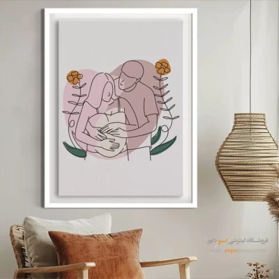 تابلو بوم طرح چهره خطی - طیف تقارن – تابلو طراحی خطی - اسپو دکور