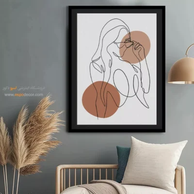 تابلو خطی زن زیبا - گالری گرافیت – تابلو طراحی خطی - اسپو دکور