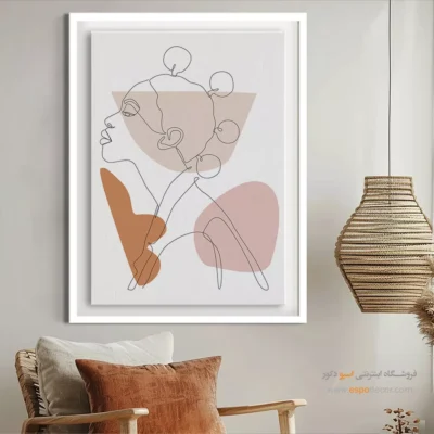تابلو بوم طرح چهره خطی - لایه های خطی – تابلو طراحی خطی - اسپو دکور