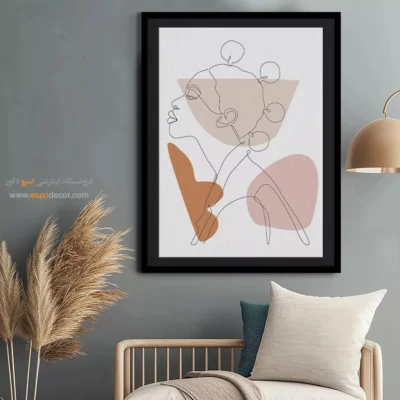 تابلو بوم طرح چهره خطی - لایه های خطی – تابلو طراحی خطی - اسپو دکور