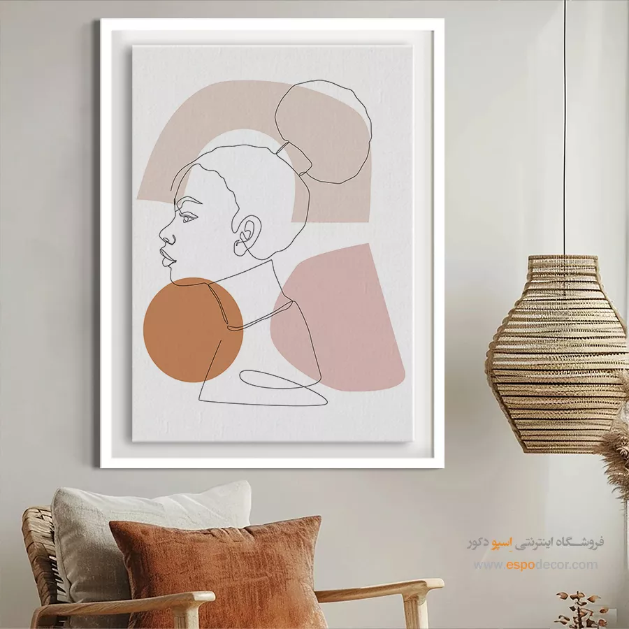 تابلو بوم طرح گل خطی - لبه های زیبا – تابلو طراحی خطی - اسپو دکور