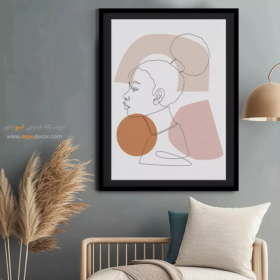 تابلو بوم طرح گل خطی - لبه های زیبا – تابلو طراحی خطی - اسپو دکور