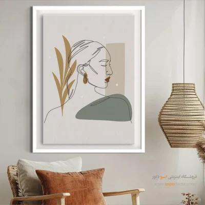 تابلو بوم مناسب اتاق خواب - ماتریس مینیمالیستی – تابلو طراحی خطی - اسپو دکور