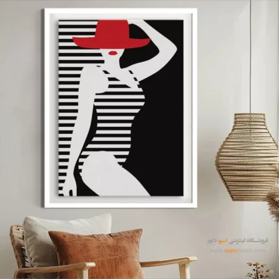 تابلو با فریم چوبی - انفجار ستاره – تابلو طراحی خطی - اسپو دکور