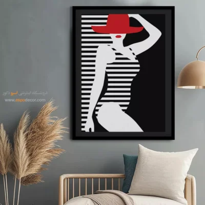 تابلو با فریم چوبی - انفجار ستاره – تابلو طراحی خطی - اسپو دکور