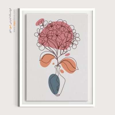 تابلو بوم طرح گل خطی - روح مهربان – تابلو طراحی خطی - اسپو دکور