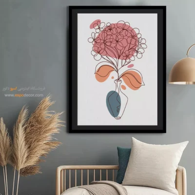 تابلو بوم طرح گل خطی - روح مهربان – تابلو طراحی خطی - اسپو دکور