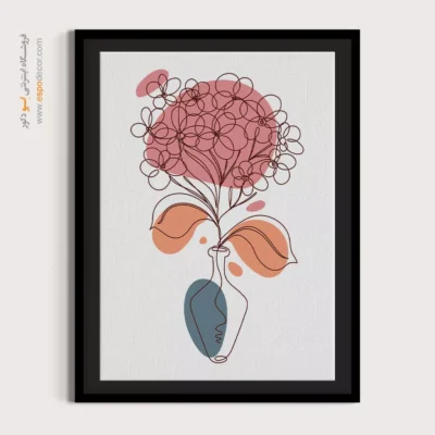 تابلو بوم طرح گل خطی - روح مهربان – تابلو طراحی خطی - اسپو دکور