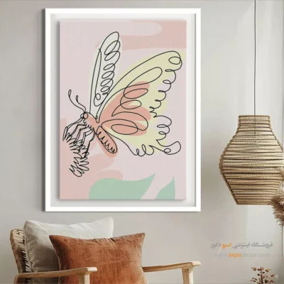 تابلو خطی برگ - روشن – تابلو طراحی خطی - اسپو دکور