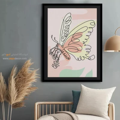 تابلو خطی برگ - روشن – تابلو طراحی خطی - اسپو دکور