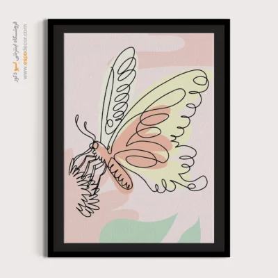 تابلو خطی برگ - روشن – تابلو طراحی خطی - اسپو دکور