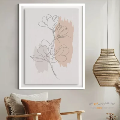 تابلو بوم طرح پرتره خطی زن - شادی بخش – تابلو طراحی خطی - اسپو دکور