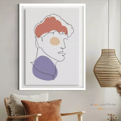 تابلو بوم خطی زن با کلاه - شکوفه – تابلو طراحی خطی - اسپو دکور