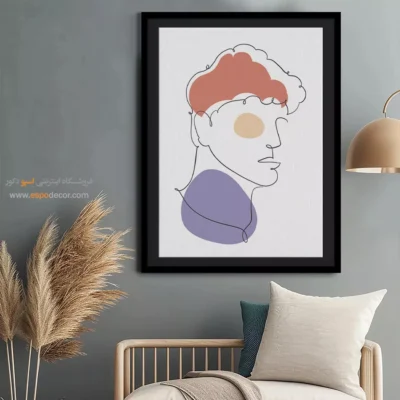 تابلو بوم خطی زن با کلاه - شکوفه – تابلو طراحی خطی - اسپو دکور