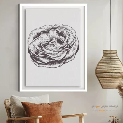 تابلو بوم طرح پرتره خطی زن - غریب – تابلو طراحی خطی - اسپو دکور