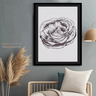 تابلو بوم طرح پرتره خطی زن - غریب – تابلو طراحی خطی - اسپو دکور