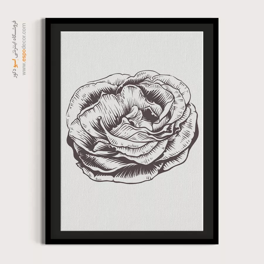 تابلو بوم طرح پرتره خطی زن - غریب – تابلو طراحی خطی - اسپو دکور