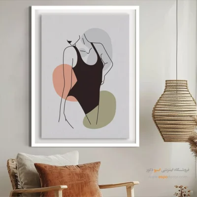 تابلو طراحی خطی زن - فرشته – تابلو طراحی خطی - اسپو دکور