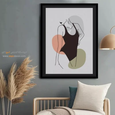 تابلو طراحی خطی زن - فرشته – تابلو طراحی خطی - اسپو دکور