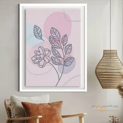 تابلو بوم طرح گل خطی - گل – تابلو طراحی خطی - اسپو دکور