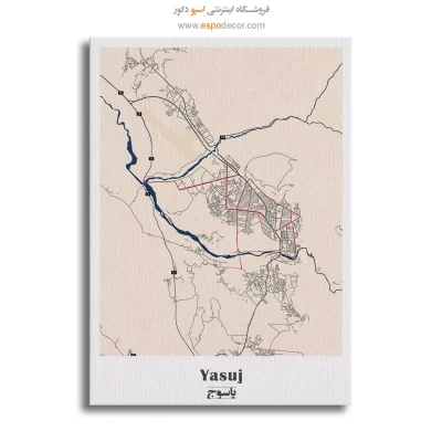 خرید تابلو نقشه شهر یاسوج