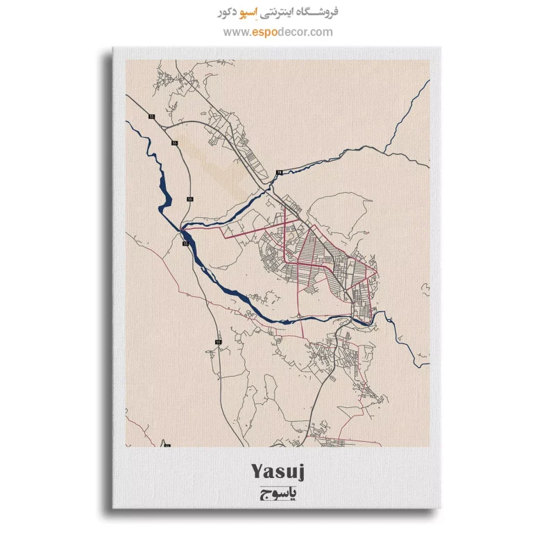 خرید تابلو نقشه شهر یاسوج