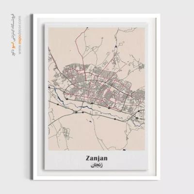 خرید تابلو نقشه زنجان - زنجان – تابلو نقشه شهرهای ایران - اسپو دکور