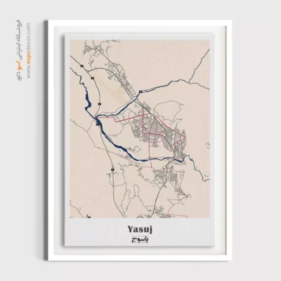 خرید تابلو نقشه شهر یاسوج - یاسوج – تابلو نقشه شهرهای ایران - اسپو دکور