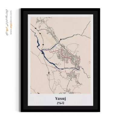 خرید تابلو نقشه شهر یاسوج - یاسوج – تابلو نقشه شهرهای ایران - اسپو دکور