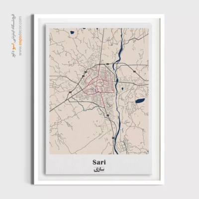 خرید نقشه شهر ساری - ساری – تابلو نقشه شهرهای ایران - اسپو دکور