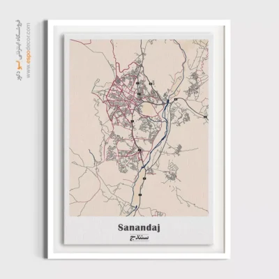 خرید تابلو نقشه شهر سنندج - سنندج – تابلو نقشه شهرهای ایران - اسپو دکور