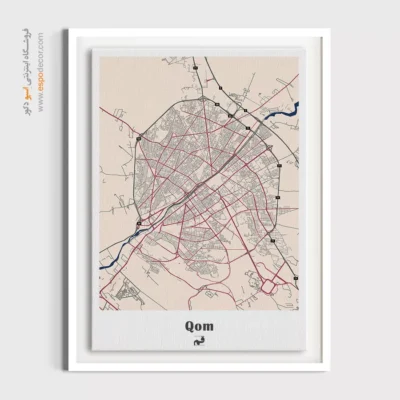 خرید تابلو نقشه قم - قم – تابلو نقشه شهرهای ایران - اسپو دکور