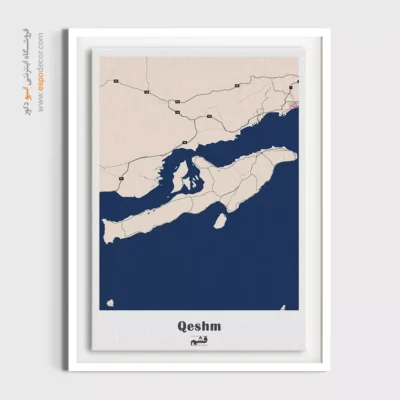 نقشه شهر جزیره قشم - جزیره قشم – تابلو نقشه شهرهای ایران - اسپو دکور