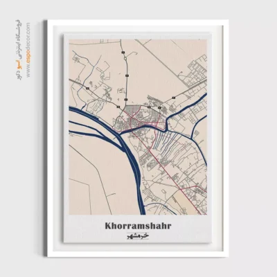 خرید تابلو نقشه شهر خرمشهر - خرمشهر – تابلو نقشه شهرهای ایران - اسپو دکور