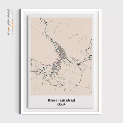 تابلو نقشه خرم آباد - خرم آباد – تابلو نقشه شهرهای ایران - اسپو دکور