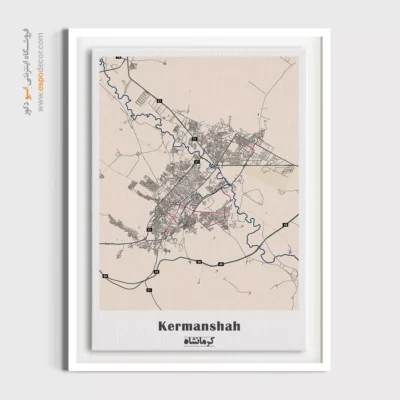 خرید تابلو نقشه کرمانشاه - کرمانشاه – تابلو نقشه شهرهای ایران - اسپو دکور