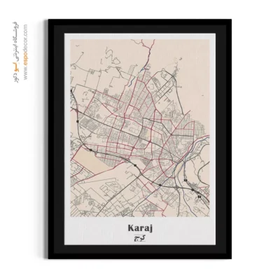 خرید نقشه کرج - کرج – تابلو نقشه شهرهای ایران - اسپو دکور