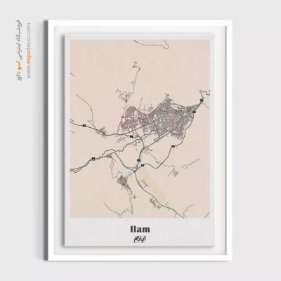 خرید تابلو نقشه شهر ایلام - ایلام – تابلو نقشه شهرهای ایران - اسپو دکور