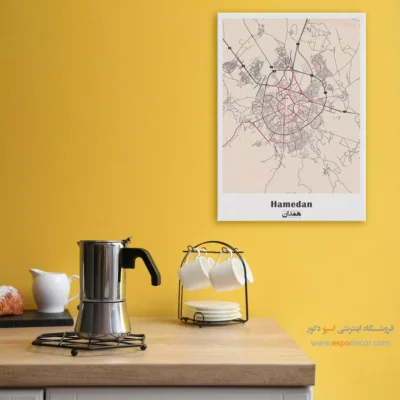 تابلو نقشه همدان - همدان – تابلو نقشه شهرهای ایران - اسپو دکور