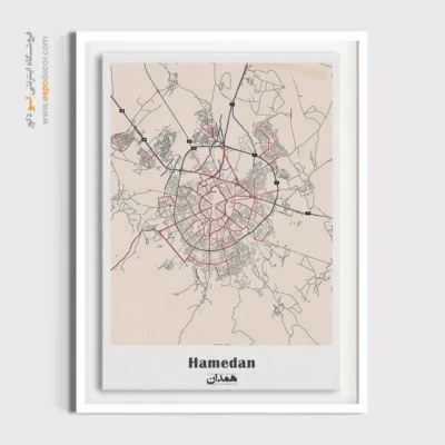 تابلو نقشه همدان - همدان – تابلو نقشه شهرهای ایران - اسپو دکور
