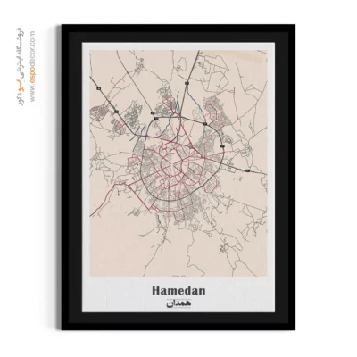 تابلو نقشه همدان - همدان – تابلو نقشه شهرهای ایران - اسپو دکور