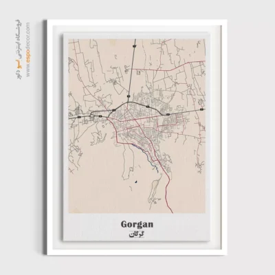 خرید تابلو نقشه گرگان - گرگان – تابلو نقشه شهرهای ایران - اسپو دکور