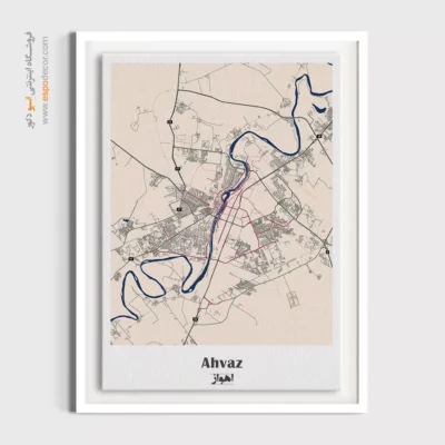 خرید تابلو نقشه شهر اهواز - اهواز – تابلو نقشه شهرهای ایران - اسپو دکور
