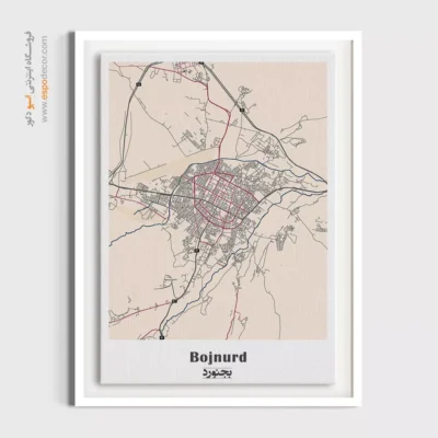 خرید نقشه شهر بجنورد - بجنورد – تابلو نقشه شهرهای ایران - اسپو دکور