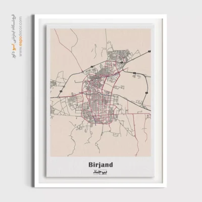 خرید تابلو نقشه شهر بیرجند - بیرجند – تابلو نقشه شهرهای ایران - اسپو دکور