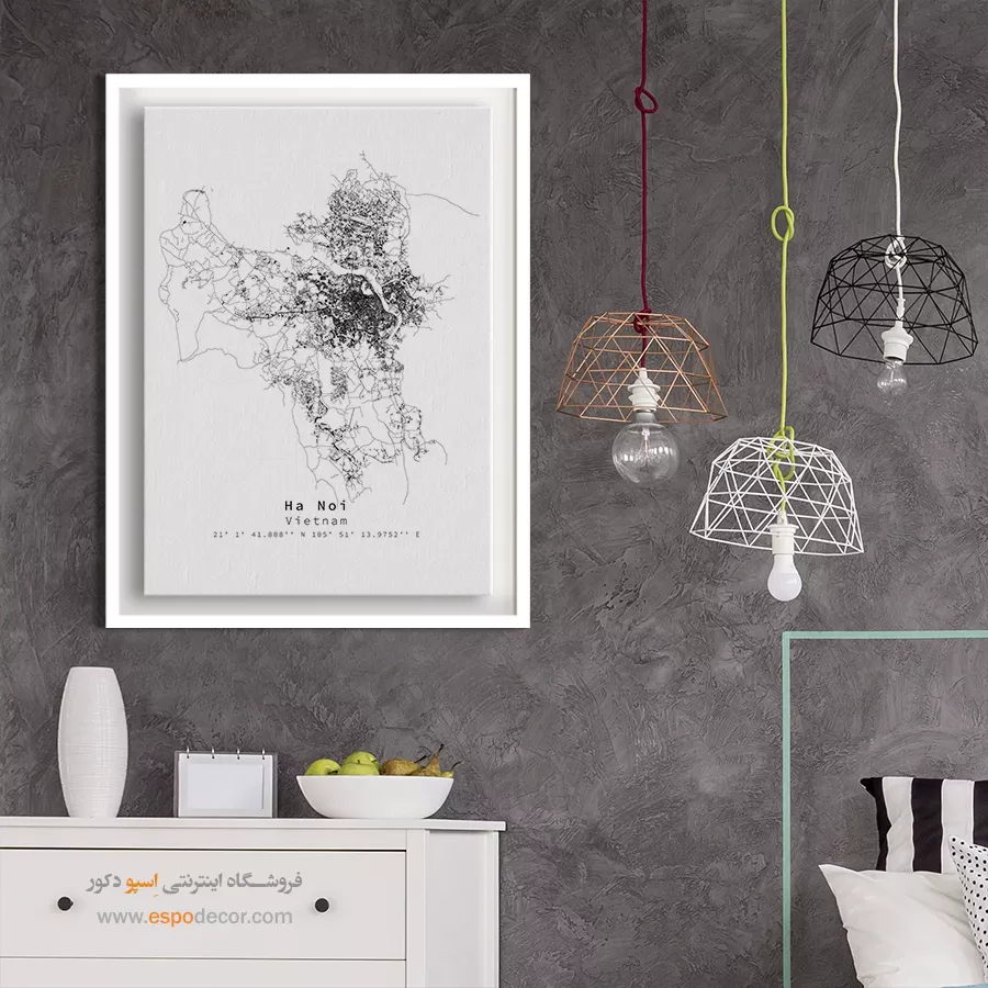 تابلو هنری نقشه ویتنام - ویتنام – تابلو نقشه شهرهای جهان - اسپو دکور