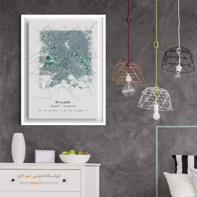 تابلو دکوراتیو ریاض - ریاض – تابلو نقشه شهرهای جهان - اسپو دکور