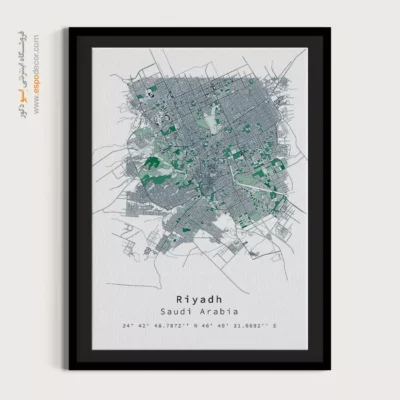 تابلو دکوراتیو ریاض - ریاض – تابلو نقشه شهرهای جهان - اسپو دکور