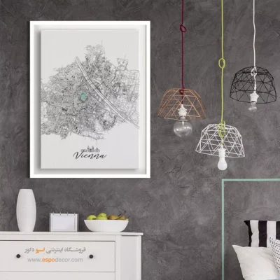 خرید تابلو نقشه مدرن وین - وین – تابلو نقشه شهرهای جهان - اسپو دکور